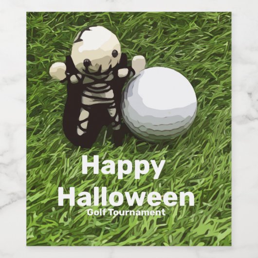 Golf Halloween met golfbal en spookgolf Wijn Etiket (Enkel label)
