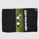 Golf Halloween met monster en golfbal Golfhanddoek (Horizontaal)