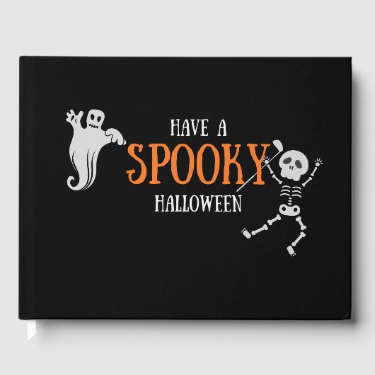 Golf Halloween met Skeleton golfer spooky Golf Gastenboek (Voorkant)