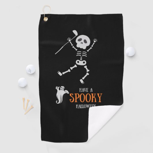 Golf Halloween met Skeleton golfer spooky Golfhanddoek (Insitu)