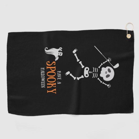 Golf Halloween met Skeleton golfer spooky Golfhanddoek (Horizontaal)
