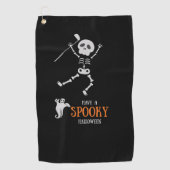Golf Halloween met Skeleton golfer spooky Golfhanddoek (Voorkant)