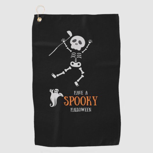 Golf Halloween met Skeleton golfer spooky Golfhanddoek (Voorkant)
