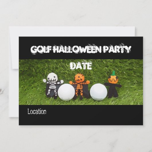 Golf Halloween Party uitnodiging met monster (Voorkant)