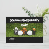 Golf Halloween Party uitnodiging met monster (Staand voorkant)