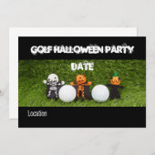 Golf Halloween Party uitnodiging met monster (Voorkant / Achterkant)