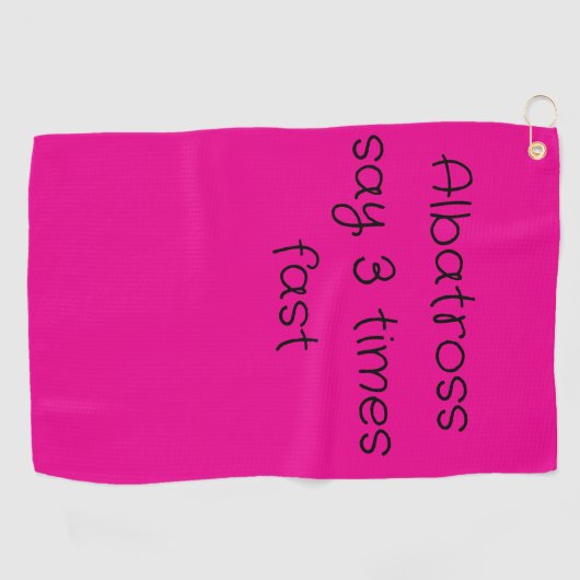 Golf handdoek in hot pink met golfterm (Horizontaal)