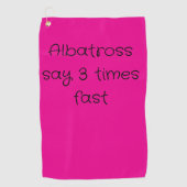 Golf handdoek in hot pink met golfterm (Voorkant)