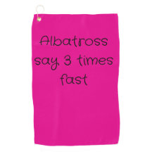 Golf handdoek in hot pink met golfterm