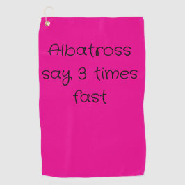 Golf handdoek in hot pink met golfterm