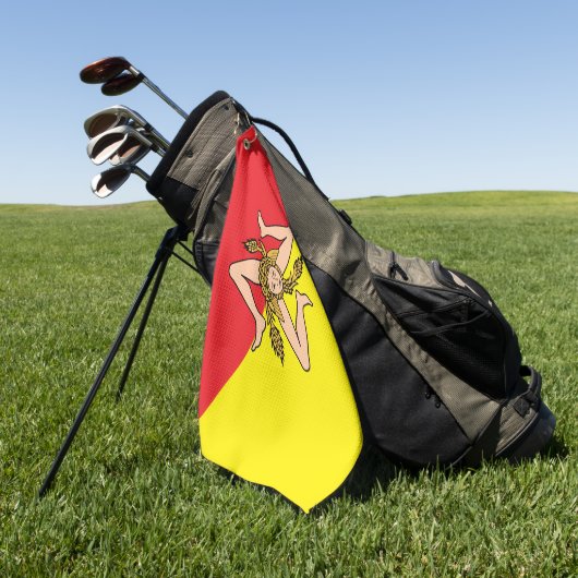 Golf Handdoek met vlag van Sicilië, Italië (Groen)