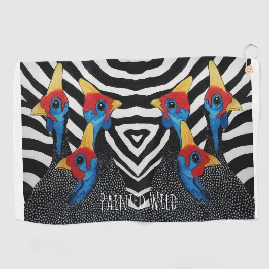 Golf handdoek parelhoen geschilderd wild (Horizontaal)