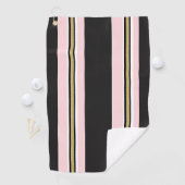 Golf Handdoek Roze & Wit Goud Zwart Streep (Insitu)