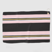 Golf Handdoek Roze & Wit Goud Zwart Streep (Horizontaal)