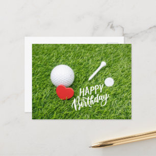 Golf Happy Birthday golf en t-shirt met liefde C Briefkaart