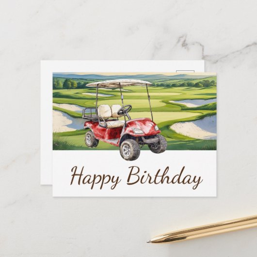 Golf Happy Birthday Golfer Golfing Briefkaart (Voorkant / Achterkant in situ)