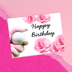 Golf Happy Birthday Kaart Hand houdt golfbal