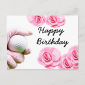Golf Happy Birthday Kaart Hand houdt golfbal (Voorkant)
