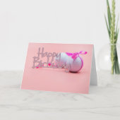 Golf Happy Birthday met golfbal en roze lint Kaart (Voorkant)
