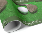 Golf Happy Birthday met golfbal en zandwig Cadeaupapier (Rol Hoek)