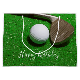 Golf Happy Birthday met golfbal en zandwig Groot Cadeauzakje