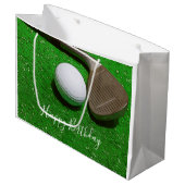 Golf Happy Birthday met golfbal en zandwig Groot Cadeauzakje (Voorkant Gekanteld)