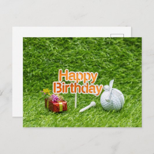 Golf Happy Birthday met golfbal t-shirt en geschen Briefkaart (Voorkant / Achterkant)