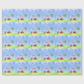 Golf Happy Birthday met golfkarretpapier Cadeaupapier (Vlak)