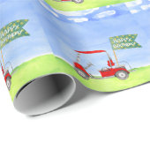 Golf Happy Birthday met golfkarretpapier Cadeaupapier (Rol Hoek)