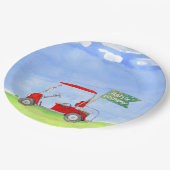 Golf Happy Birthday met golfkarretpapier Papieren Bordje (Gekanteld)