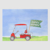 Golf Happy Birthday met golfkarretpapier Tissuepapier (Voorkant)