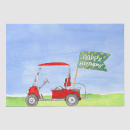 Golf Happy Birthday met golfkarretpapier Tissuepapier
