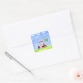 Golf Happy Birthday met golfkarretpapier Vierkante Sticker (Envelop)