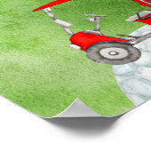 Golf Happy Birthday met golfkarretwaterverf Poster (Hoek)