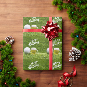 Golf Happy Birthday tot Golfer met glas bier Cadeaupapier