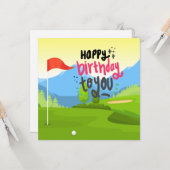 Golf Happy Birthday voor je golfer Kaart (Voorkant / Achterkant in situ)