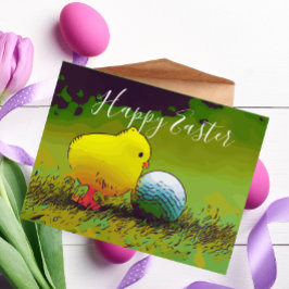 Golf Happy Easter als golfer met golfbal en eicel Briefkaart