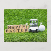 Golf Happy Easter als golfer met golfbal en karret Briefkaart (Voorkant)