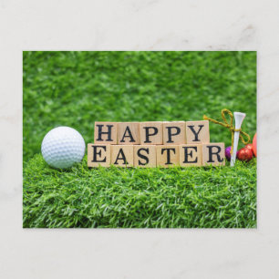Golf Happy Easter met Golfer met bal op groen Briefkaart