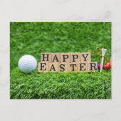 Golf Happy Easter met Golfer met bal op groen Briefkaart (Voorkant)
