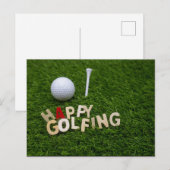 Golf Happy golfbal golfbal en t-shirt op groen Briefkaart (Voorkant / Achterkant)