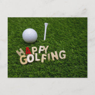 Golf Happy golfbal golfbal en t-shirt op groen Briefkaart