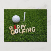 Golf Happy golfbal golfbal en t-shirt op groen Briefkaart (Voorkant)