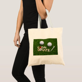 Golf Happy Golfer met golfbal op groen Tote Bag