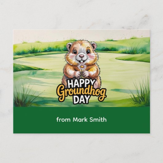 Golf Happy Groundhog Day for Golfer Feestdagenkaart (Voorkant)
