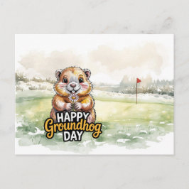 Golf Happy Groundhog Day for Golfer Feestdagenkaart