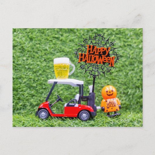 Golf Happy Halloween dag met monster voor golfer Briefkaart (Voorkant)