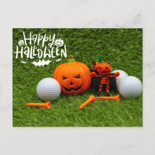 Golf Happy Halloween met pompoen en Golf Ball Briefkaart