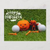 Golf Happy Halloween met pompoen en Golf Ball Briefkaart (Voorkant)