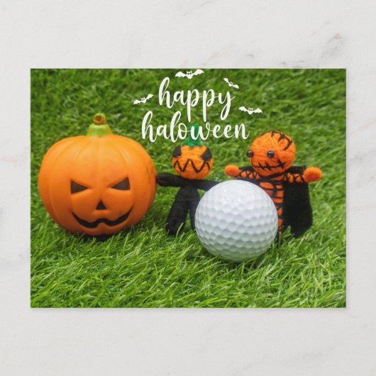 Golf Happy Halloween met pompoen en Golf Ball Briefkaart (Voorkant)